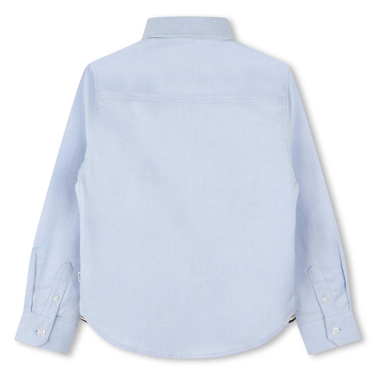 男童蓝色棉衬衫