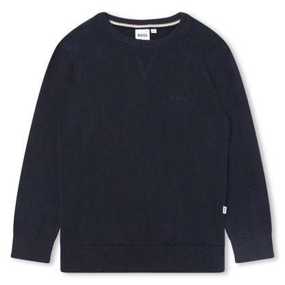 男童蓝色棉毛衣
