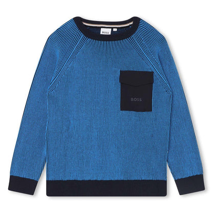 男童蓝色棉毛衣