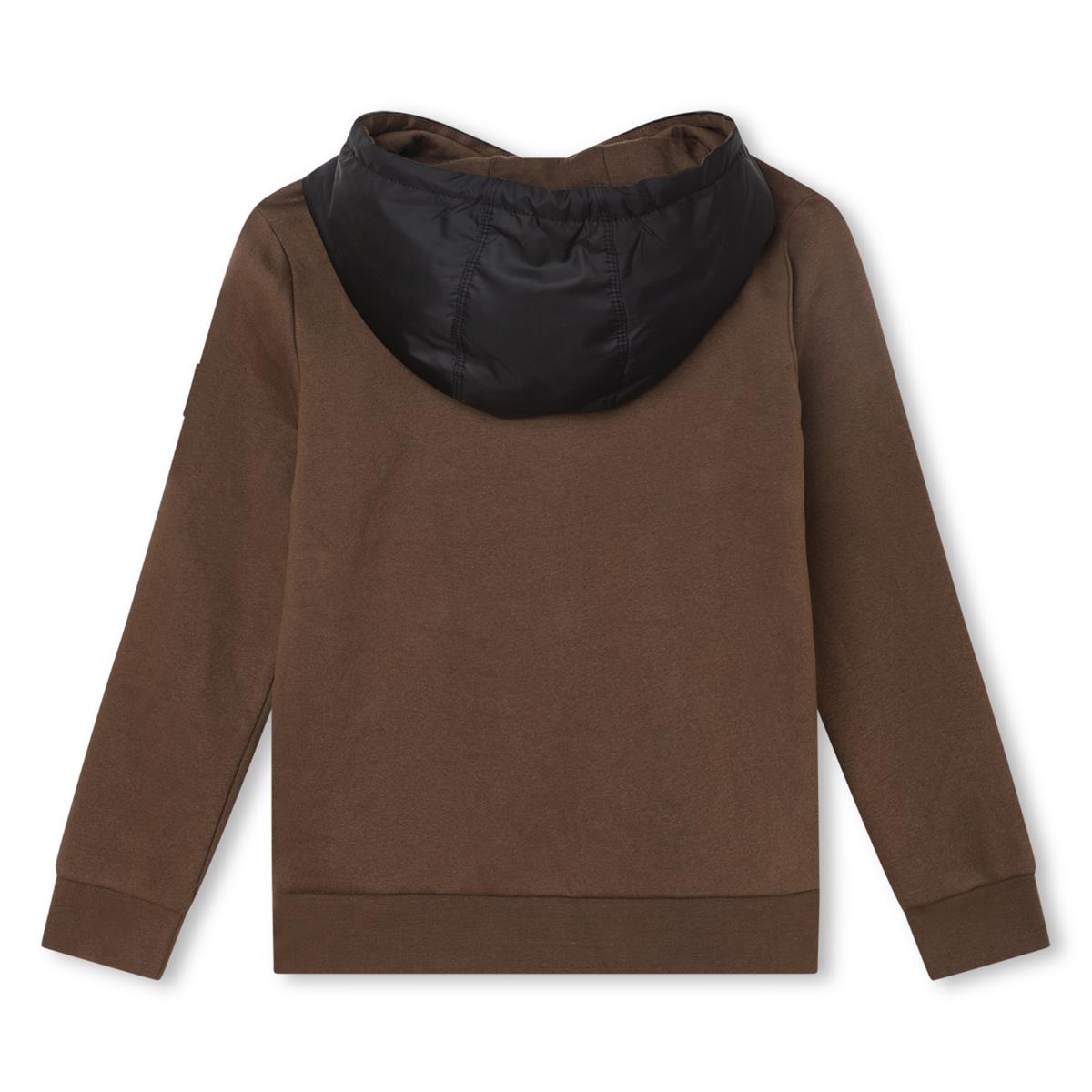 男童棕色连帽棉卫衣