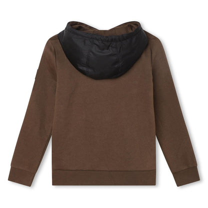 男童棕色连帽棉卫衣