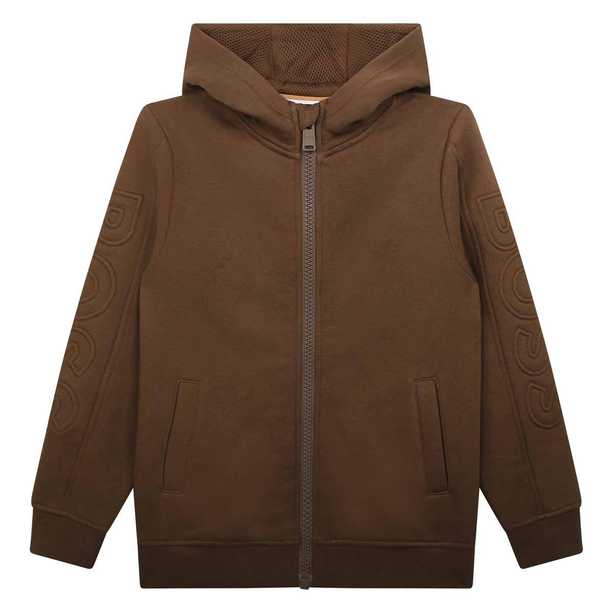 男童棕色拉链上衣