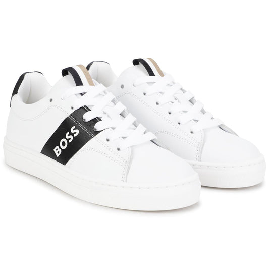 男童白色Logo板鞋