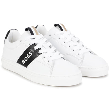 男童白色Logo板鞋