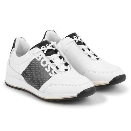 男童白色Logo运动鞋