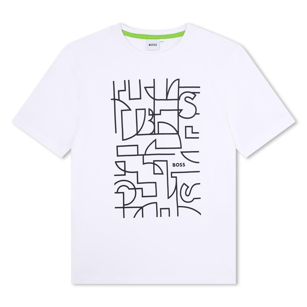 男童白色Logo棉T恤