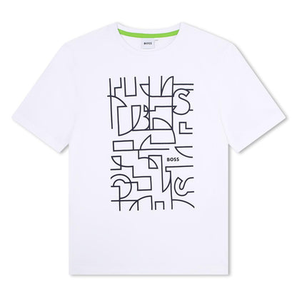 男童白色Logo棉T恤