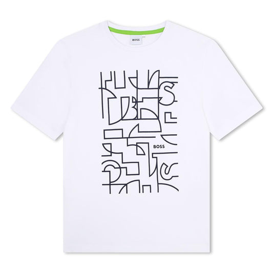 男童白色Logo棉T恤