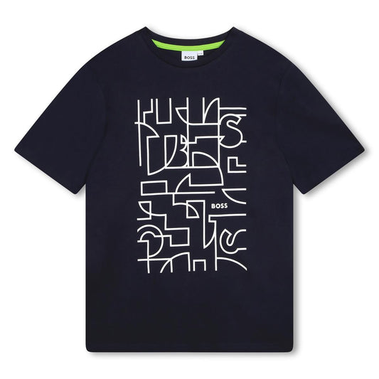 男童深蓝色Logo棉T恤