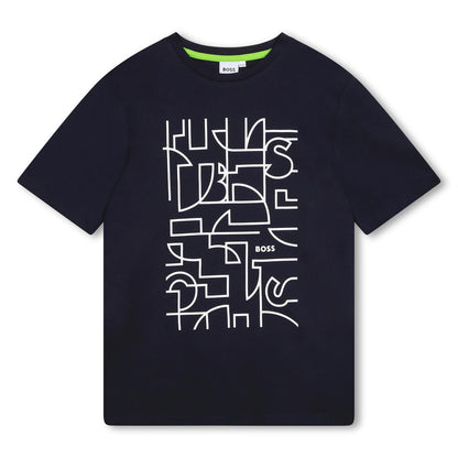 男童深蓝色Logo棉T恤