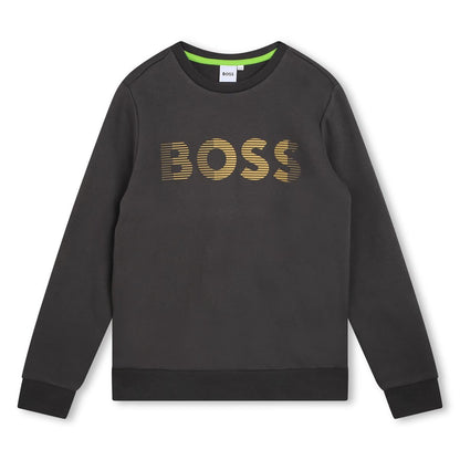 男童深灰色Logo棉卫衣