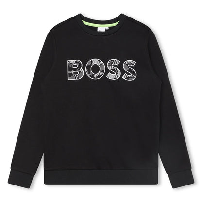 男童黑色Logo棉卫衣