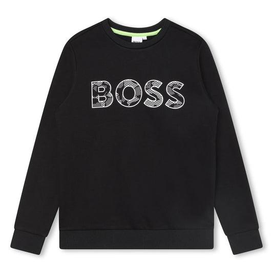 男童黑色Logo棉卫衣