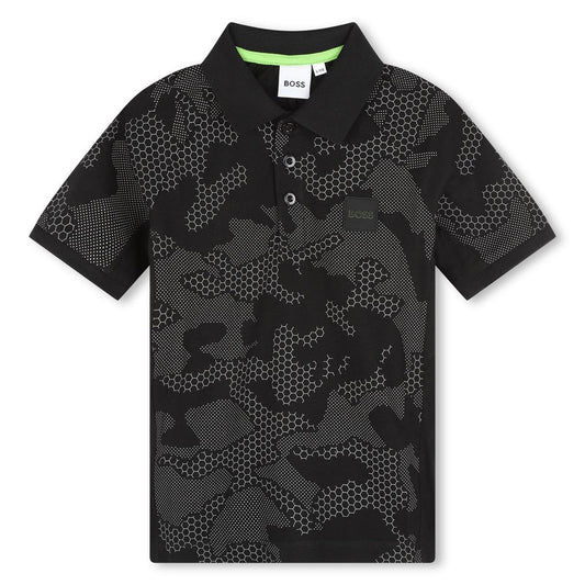 男童黑色棉Polo衫