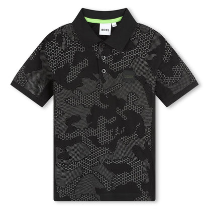 男童黑色棉Polo衫