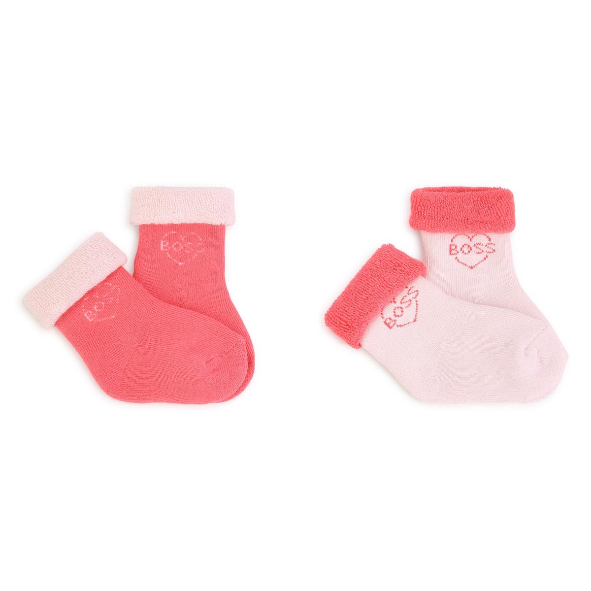 女婴粉色Logo棉袜(2件)