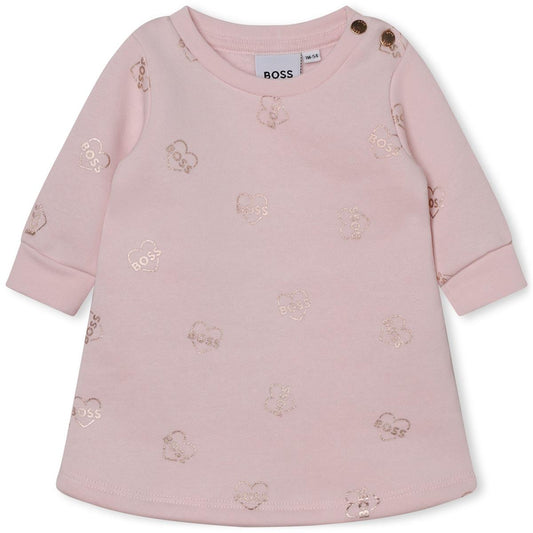 女婴粉色棉连衣裙