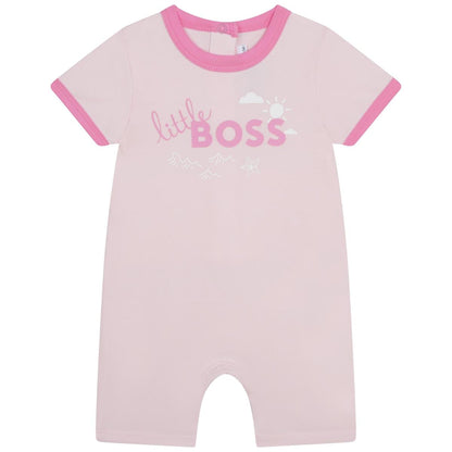 女婴粉色Logo棉连体衣