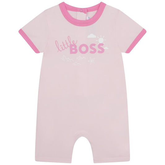 女婴粉色Logo棉连体衣