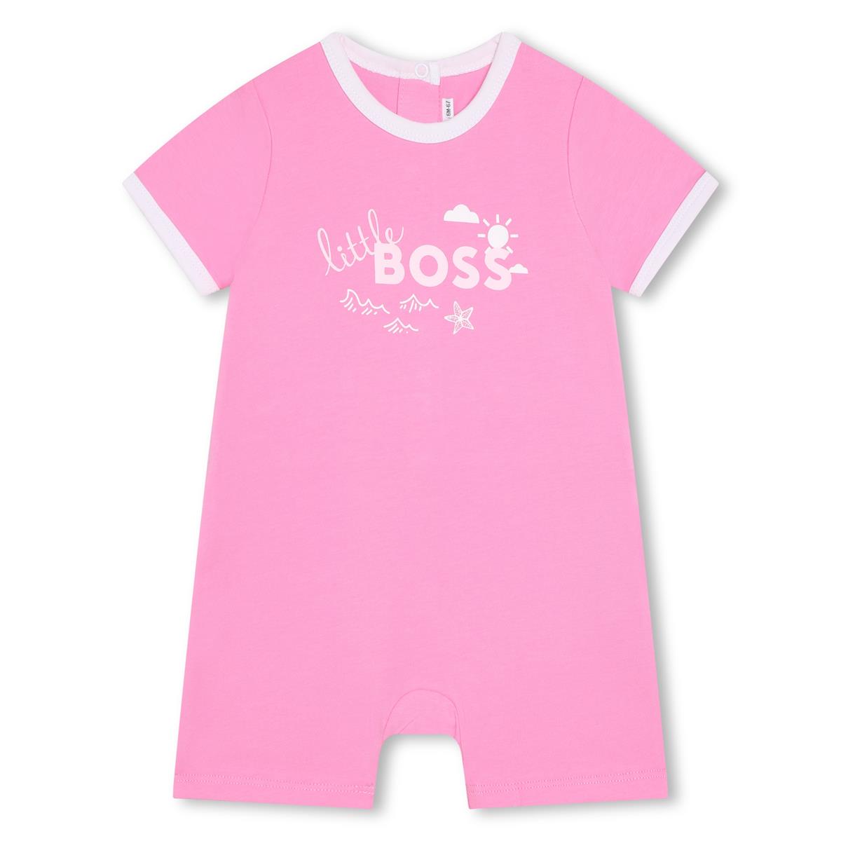 女婴粉色Logo棉连体衣