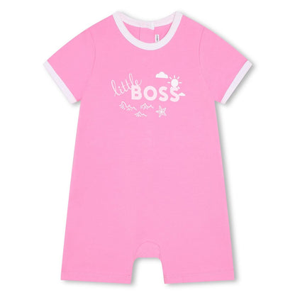 女婴粉色Logo棉连体衣