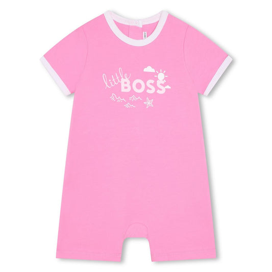 女婴粉色Logo棉连体衣