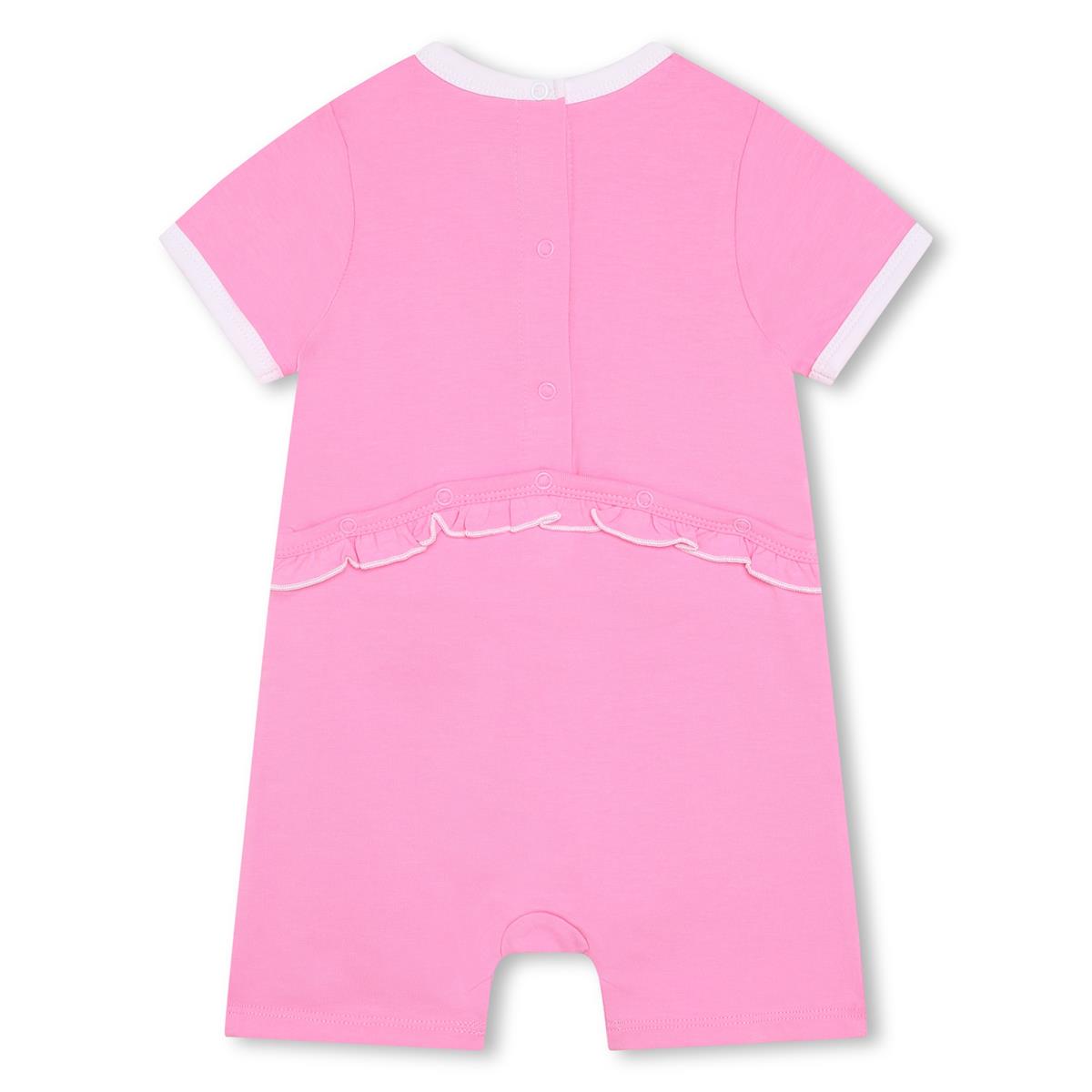 女婴粉色Logo棉连体衣
