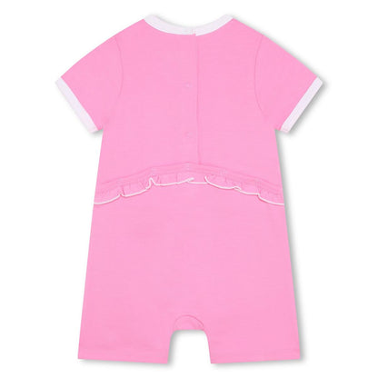 女婴粉色Logo棉连体衣