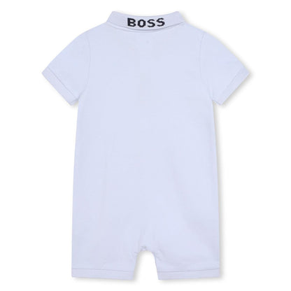 男婴浅蓝色Logo棉连体衣