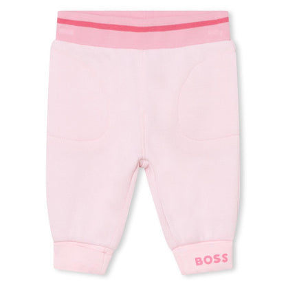 女婴粉色Logo棉长裤