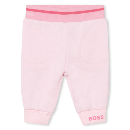 女婴粉色Logo棉长裤