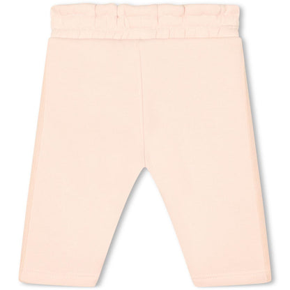 女婴浅粉色Logo棉长裤