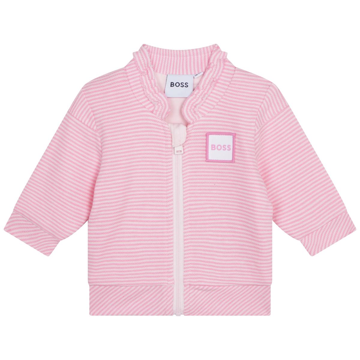 女婴粉色Logo拉链上衣