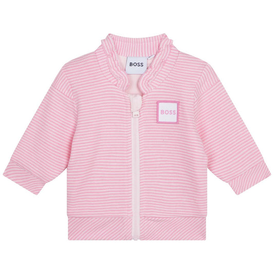 女婴粉色Logo拉链上衣