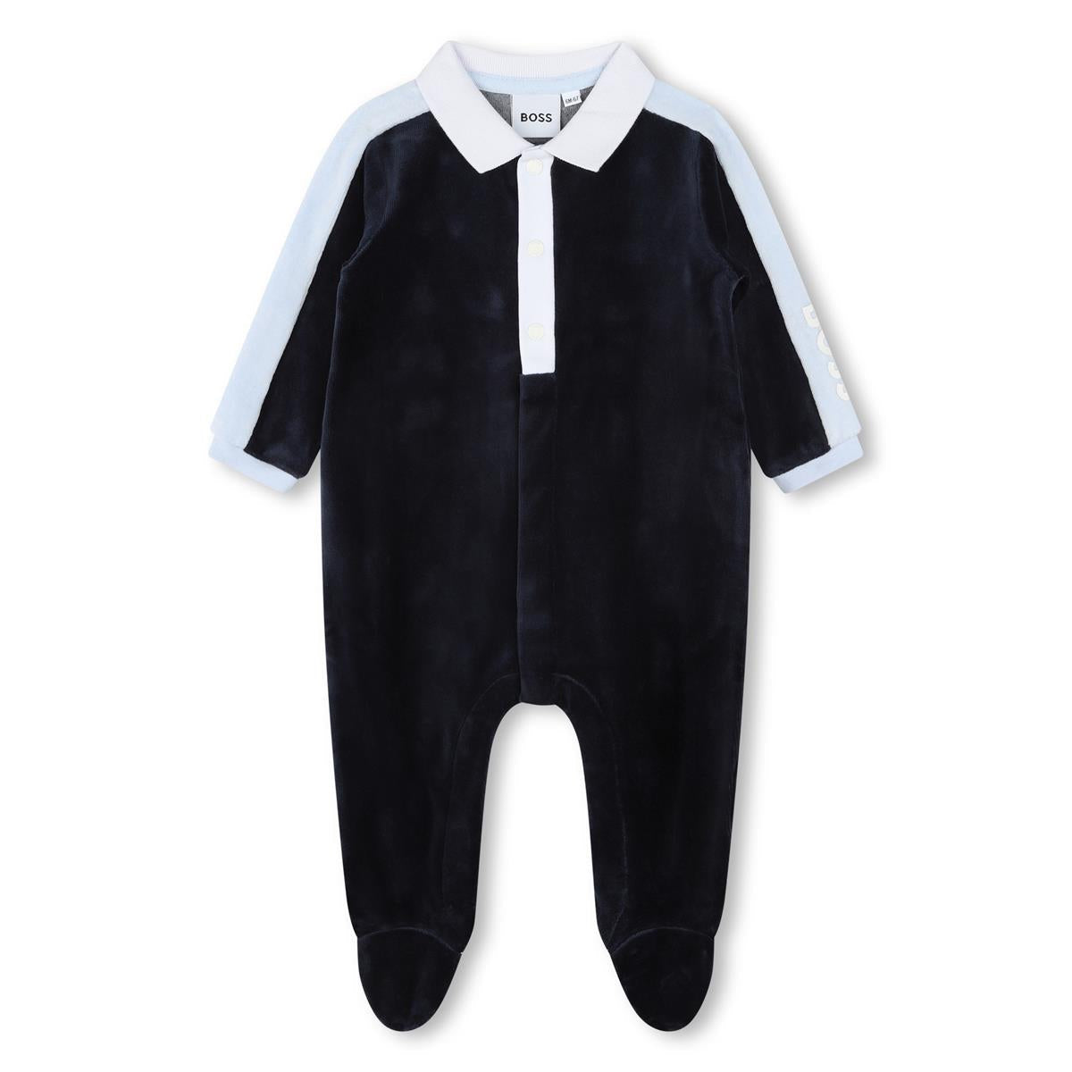 男婴藏青色棉连体衣