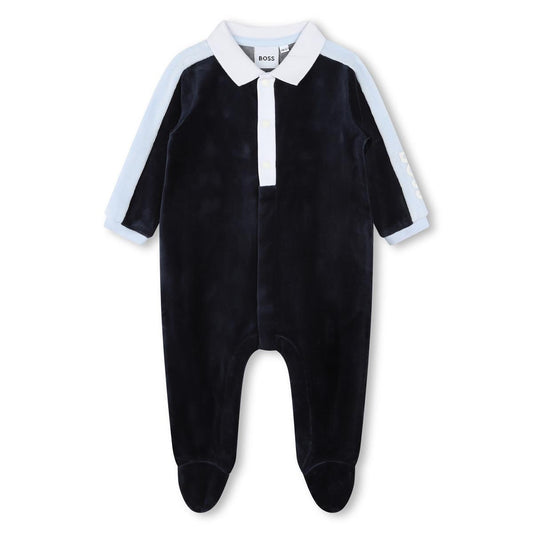 男婴藏青色棉连体衣