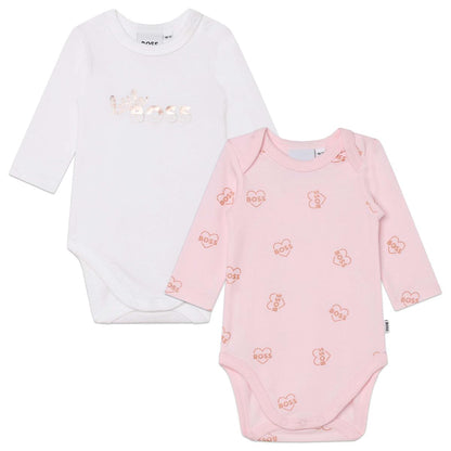 女婴粉色棉连体衣套装