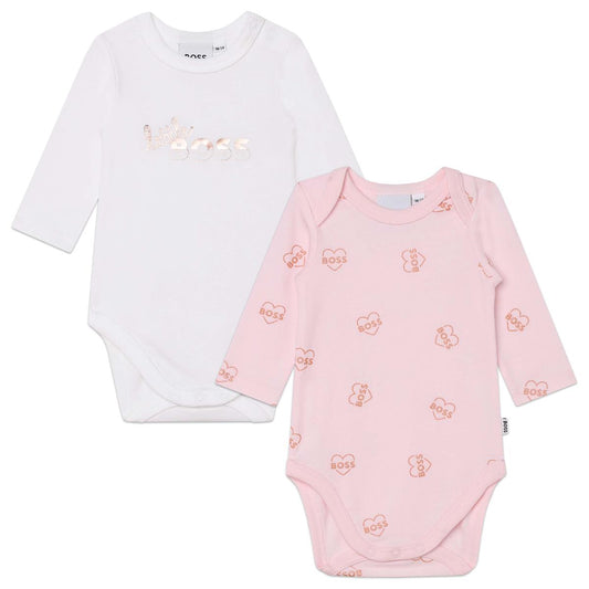 女婴粉色棉连体衣套装