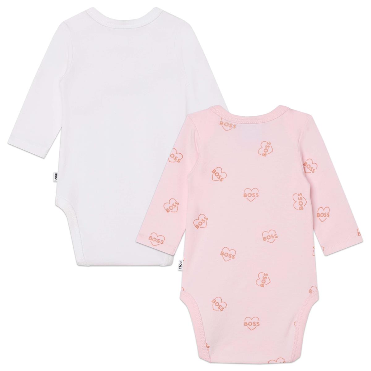 女婴粉色棉连体衣套装