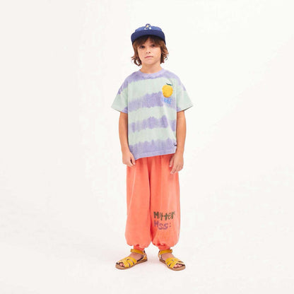 儿童紫色条纹棉T恤