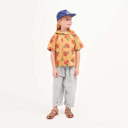 儿童薄荷绿棉长裤