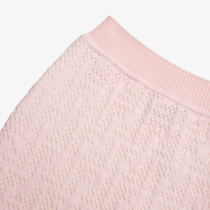 女童粉色针织棉短裙
