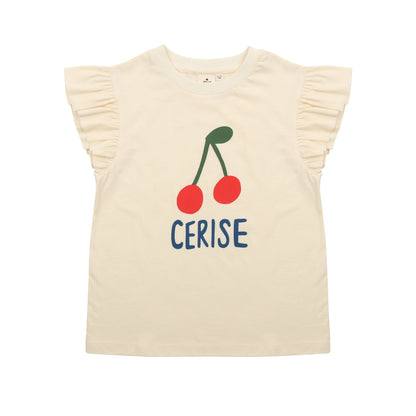 女童白色印花棉T恤