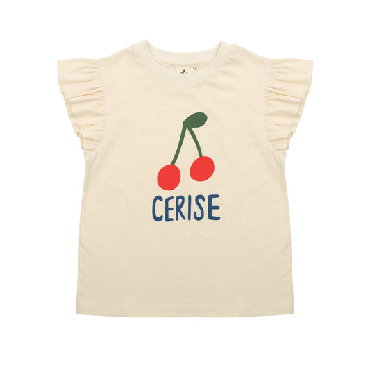 女童白色印花棉T恤