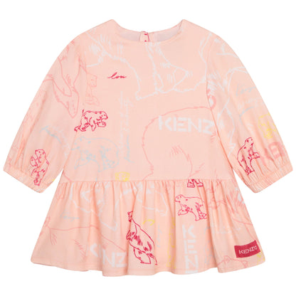 女婴粉色印花连衣裙