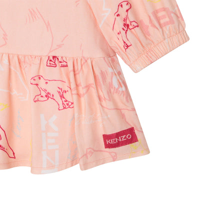 女婴粉色印花连衣裙