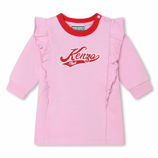 女婴粉色Logo棉连衣裙