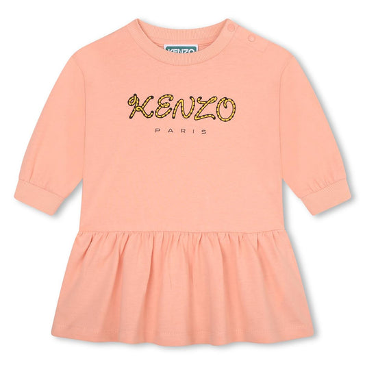 女婴粉色Logo棉连衣裙