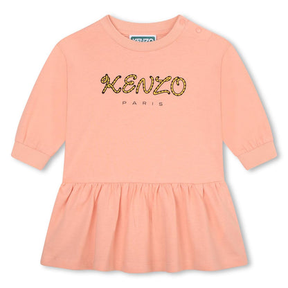 女婴粉色Logo棉连衣裙