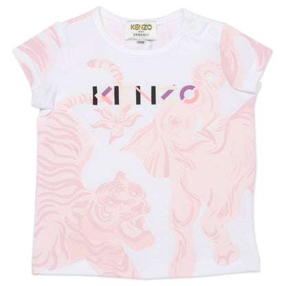 女婴白色Logo棉T恤